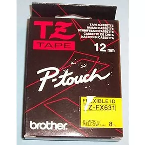 BROTHER Tape, 12Mm, Black/Yellow, Flexible, TZE-FX631