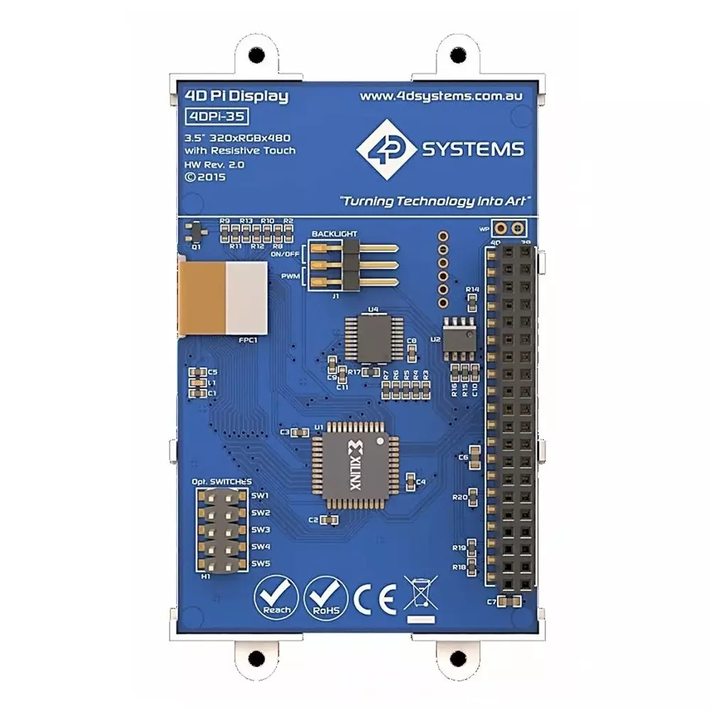 4D Systems 4DPI-35 MK2 Primary with 88.9 mm (3.5 inch) Resistive Touch Screen, 4DPI-35-II