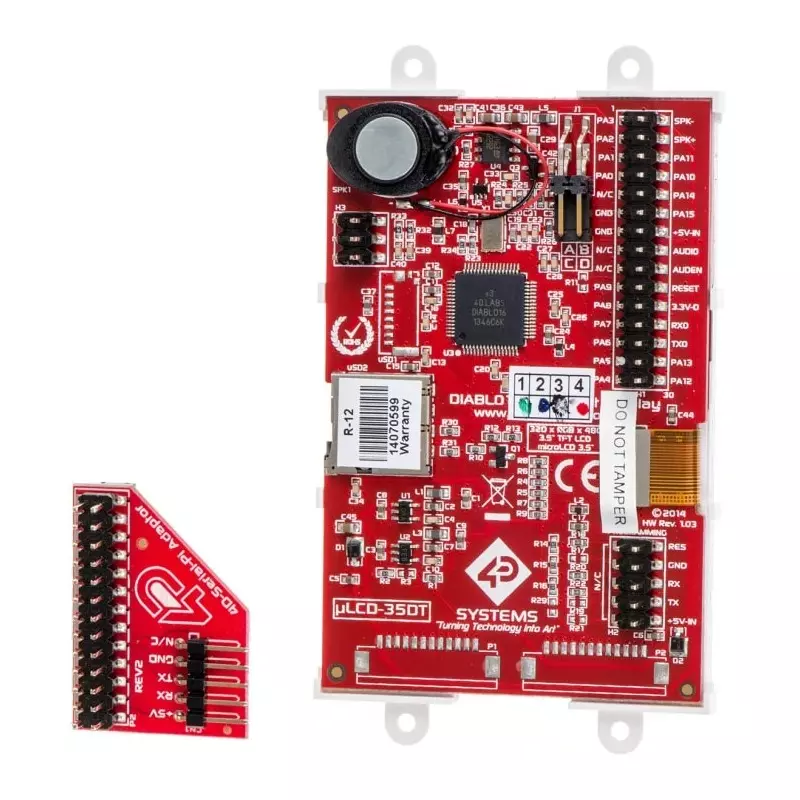4D Systems Diablo16 with 88.9 mm (3.5 inch) Resistive Touch Screen, uLCD-35DT-PI