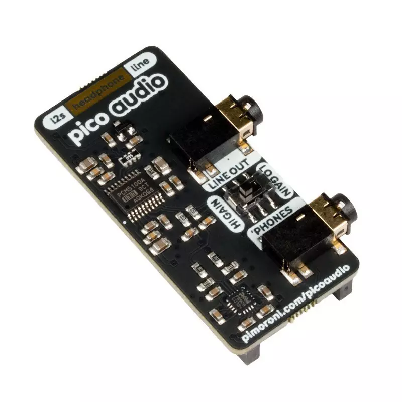 Pimoroni Pico Audio Pack (Line-Out And Headphone Amp), Pcm5100A I2S Dac