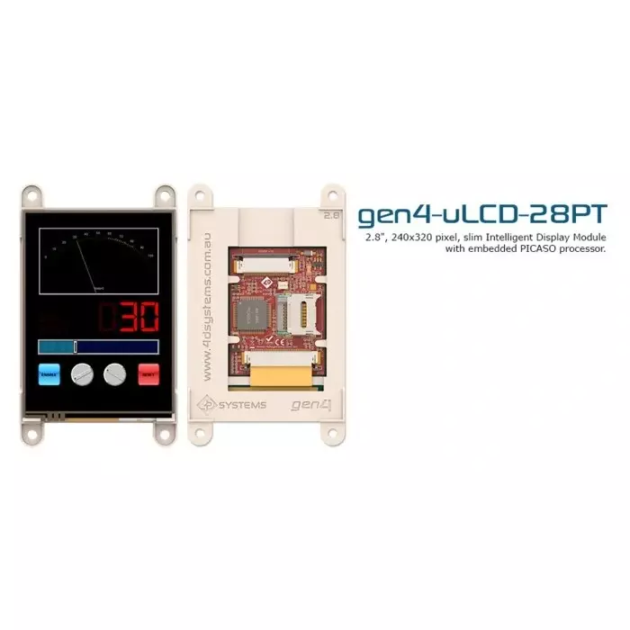 4D Systems gen4 Diablo 16 with 71.1 mm (2.8 inch) Resistive Touch Screen, gen4-uLCD-28PT-PI