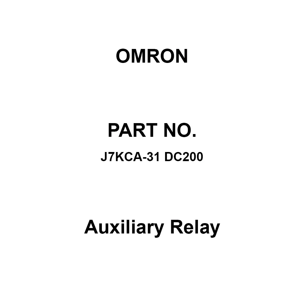 Omron Auxiliary Relay DC 200 V Rated Voltage, J7KCA-31 DC200