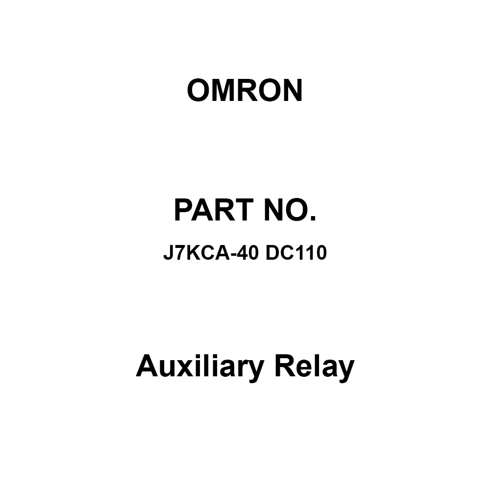Omron Auxiliary Relay DC 110 V Rated Voltage, J7KCA-40 DC110
