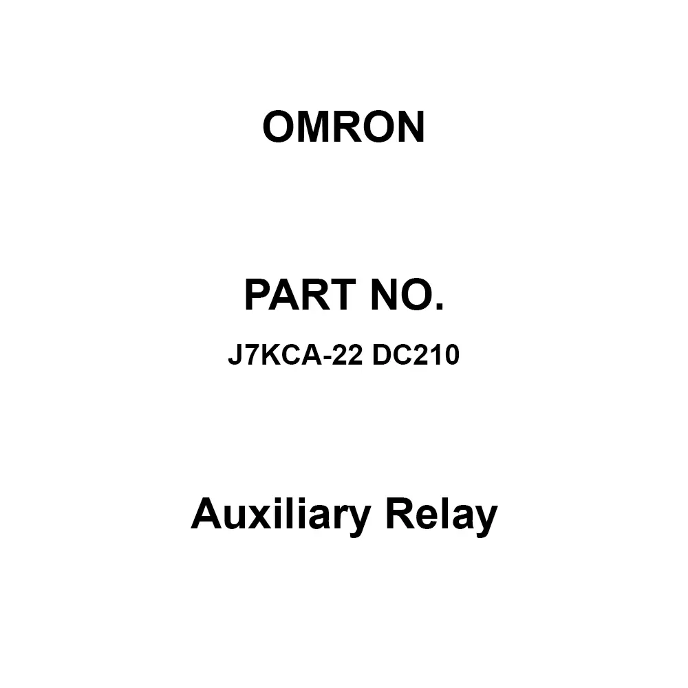 Omron Auxiliary Relay DC 210 V Rated Voltage, J7KCA-22 DC210