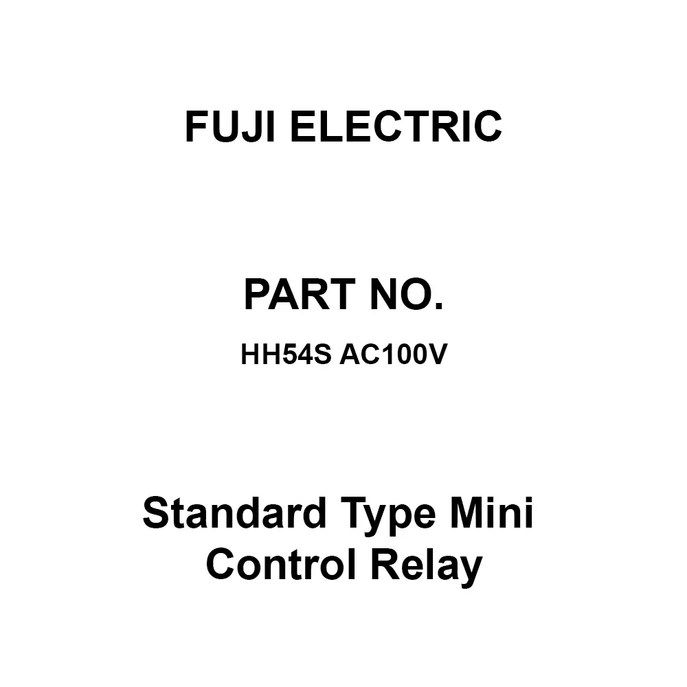 Fuji Electric Standard Type Mini Control Relay 4C Contact 250 V Insulation Voltage, HH54S AC100V