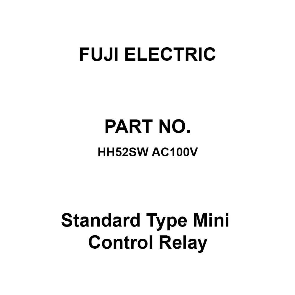 Fuji Electric Standard Type Mini Control Relay 2C Contact 250 V Insulation Voltage, HH52SW AC100V