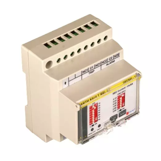 Prok DVs Static Earth Fault Relay 10-80% Range 5 Amp Current DIN Mounting, DEFSPL-0-2C-F-5