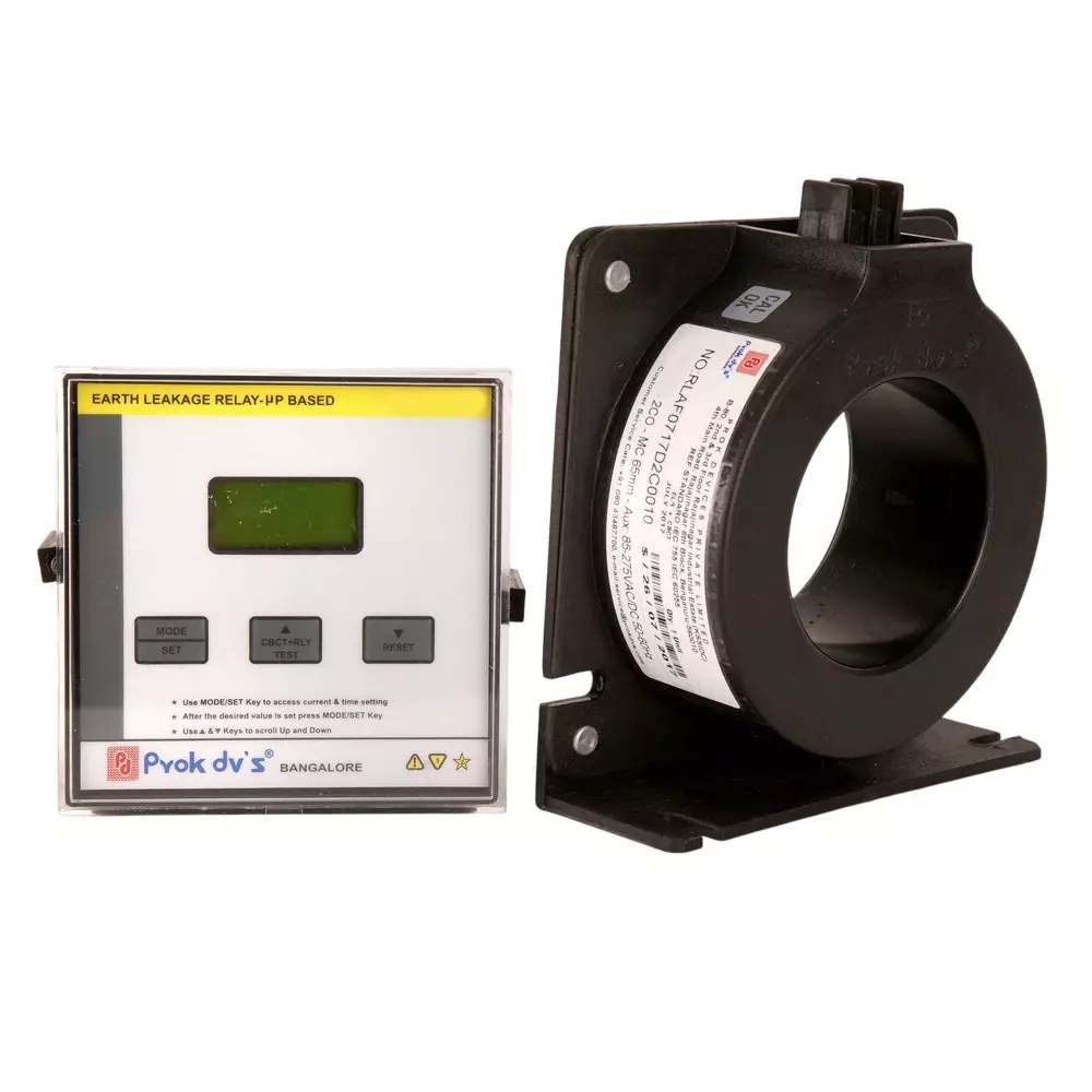 Prok DVs Digital Earth Leakage Relay with Moulded Case CBCT 300 - 12000 mA Range Flush Mounting 300 mm Internal Diameter, MPEL-01 (300-12000)mA
