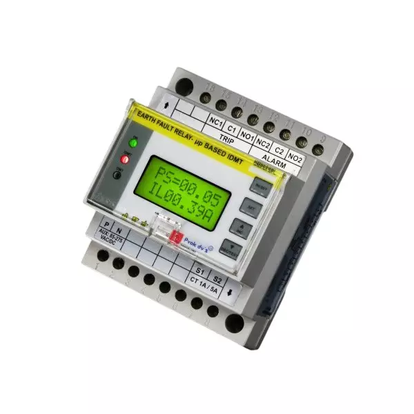Prok DVs Digital Earth Fault Relay Instantaneous and DMT with Backlit LCD Flush Mounting 1/5 Amp, 2DMPEFSPL
