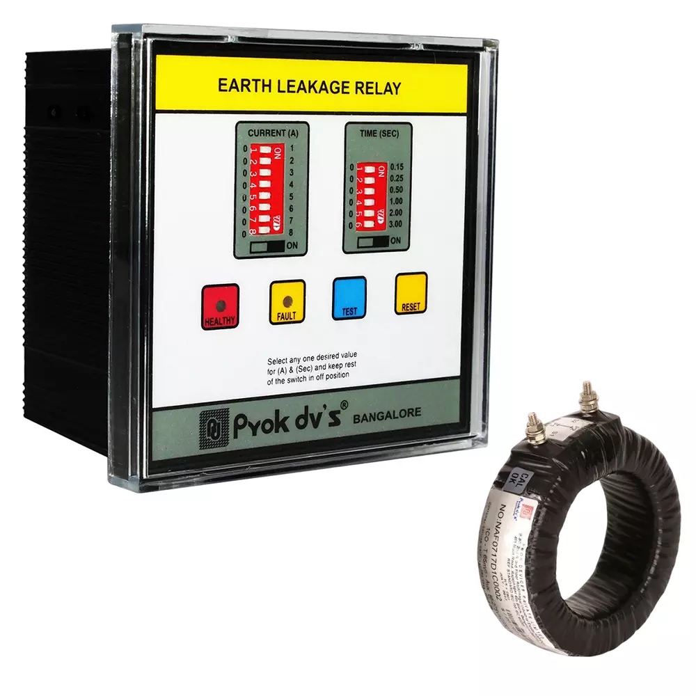 Prok DVs Static Earth Leakage Relay with Tap Wound CBCT 300 mm Diameter Flush Mounting 1-10 A, EL-06- (1-10)A