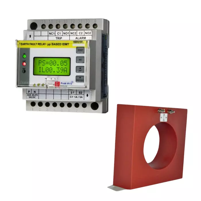 Prok DVs Digital Earth Fault Relay With Resin Cast CBCT DIN Mounting 40 mm Internal Diameter, DMPEFSPL-2C