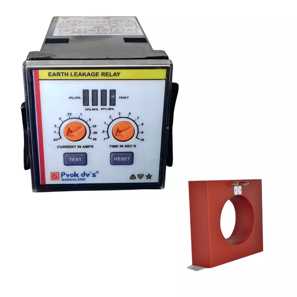 Prok DVs Static Earth Leakage Relay with Resin Cast CBCT 30 mA - 30 A Range DIN Mounting 100 mm Internal Diameter, 2DEL (30mA-30A)