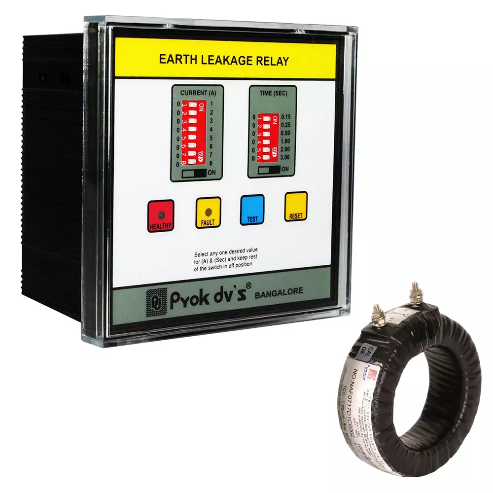 Prok DVs Static Earth Leakage Relay with Tap Wound CBCT 100 mm Diameter Flush Mounting 30-300 mA, EL-02 (30-300)mA