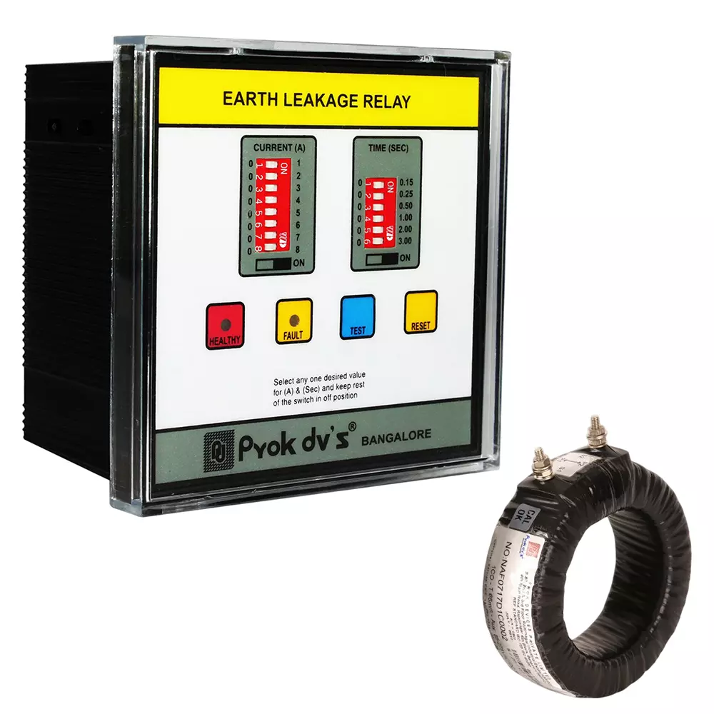 Prok DVs Static Earth Leakage Relay with Tap Wound CBCT 150 mm Diameter Flush Mounting 30-750 mA, ELSPL (30-750)mA