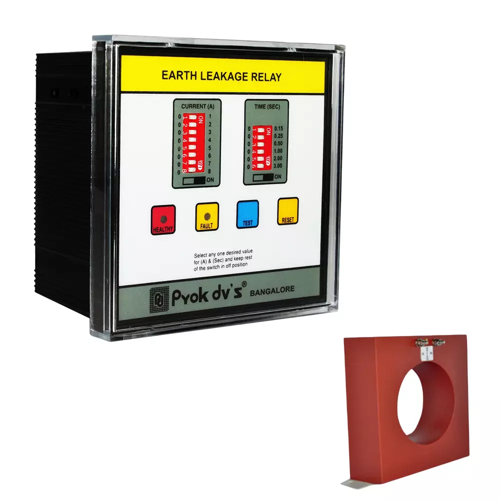 Prok DVs Static Earth Leakage Relay with Resin Cast CBCT 30 - 3000 mA Range Flush Mounting 40 mm Internal Diameter, EL-05 (30-3000)mA