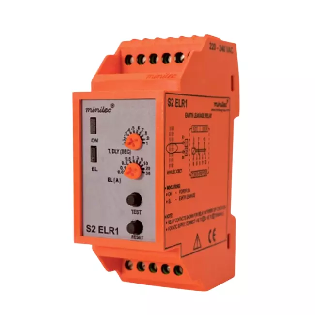 Minilec Earth Leakage Relay 2 CO Rail Mounting Upto 95% Rh, S2 ELR 1