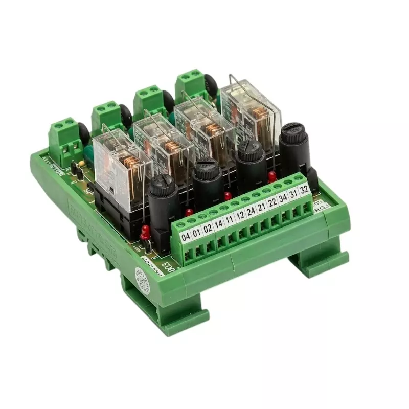 Shavison Relay Module 4 Channel Socket Mounted 1 C/O Contacts Fuse at Pole General Purpose for Industrial Use, AS503-24V-N-S-OE-24VDC-2A