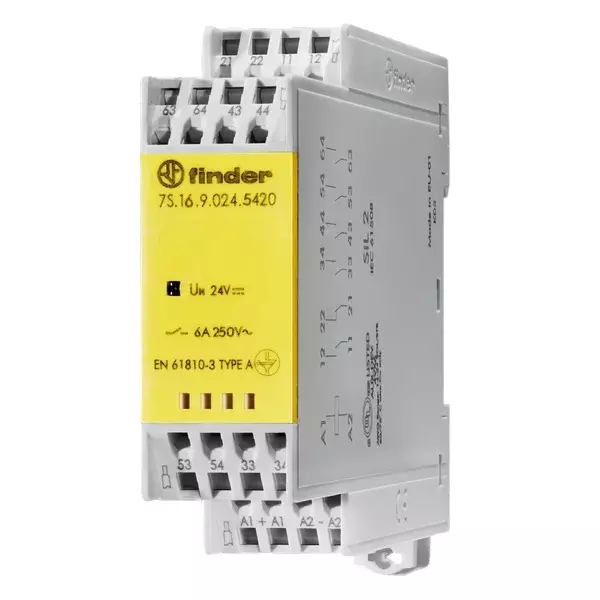 Finder Force Guided Relay 24 V DC Coil Voltage 6 Pole 5NO/1NC, 7S.36.9.024.5510