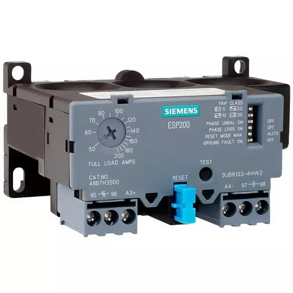 Siemens Overload Relay DIN Rail Mount 50 Amp to 200 Amp, 3UB81334HW2