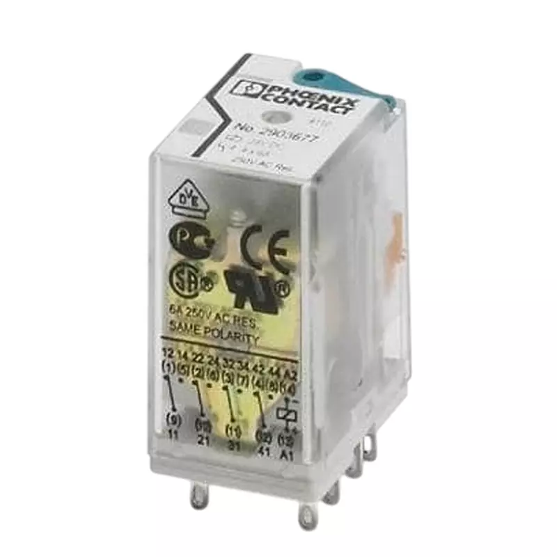 Phoenix Contact Single Relay Socket Mount 4 Form C (4PDT-NO, NC) 6 Amp 250 V AC, 250 V DC, 2903669