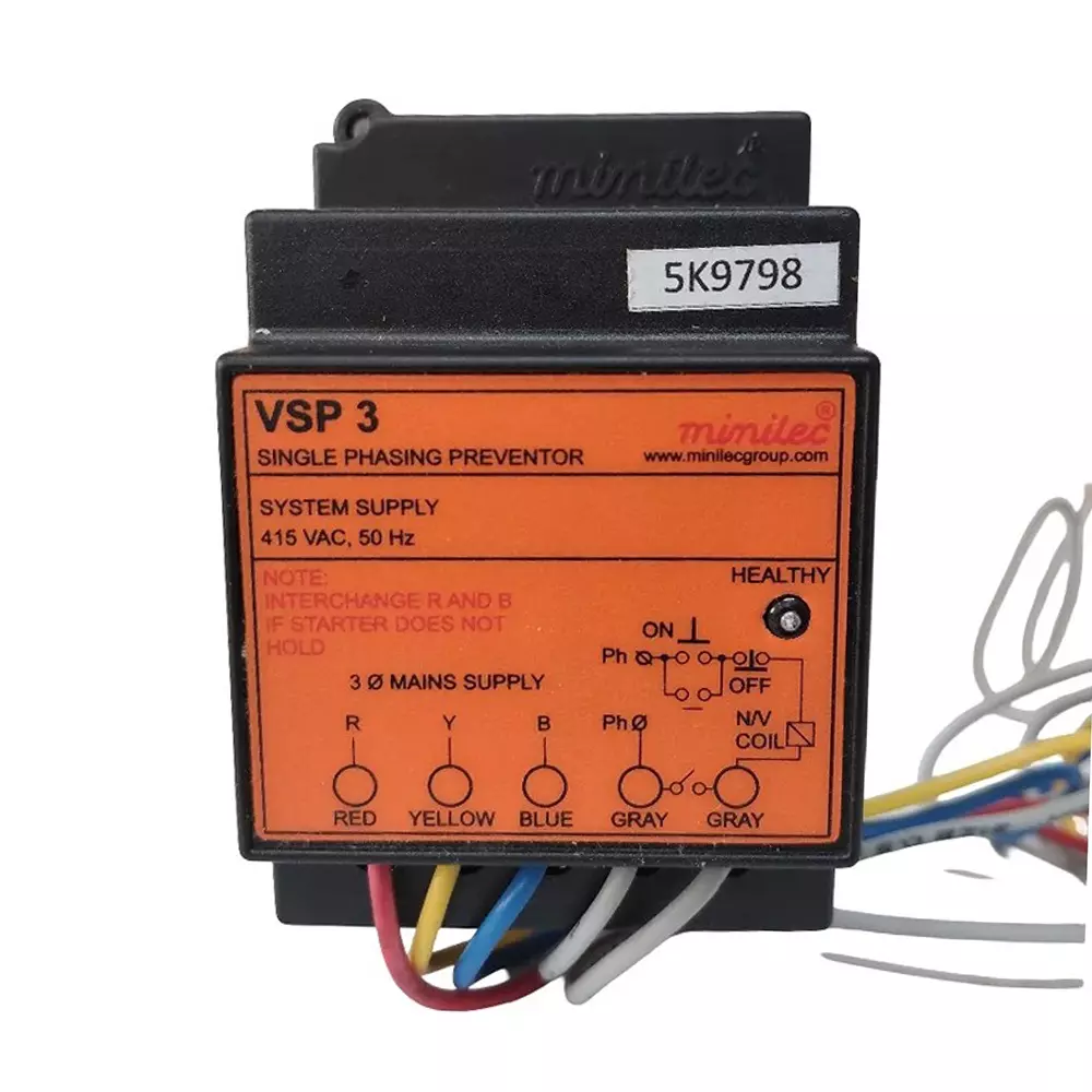 Minilec Single Phase Preventer 5A at 250V AC (Resistive) Panel Wall Mounted, VSP 3