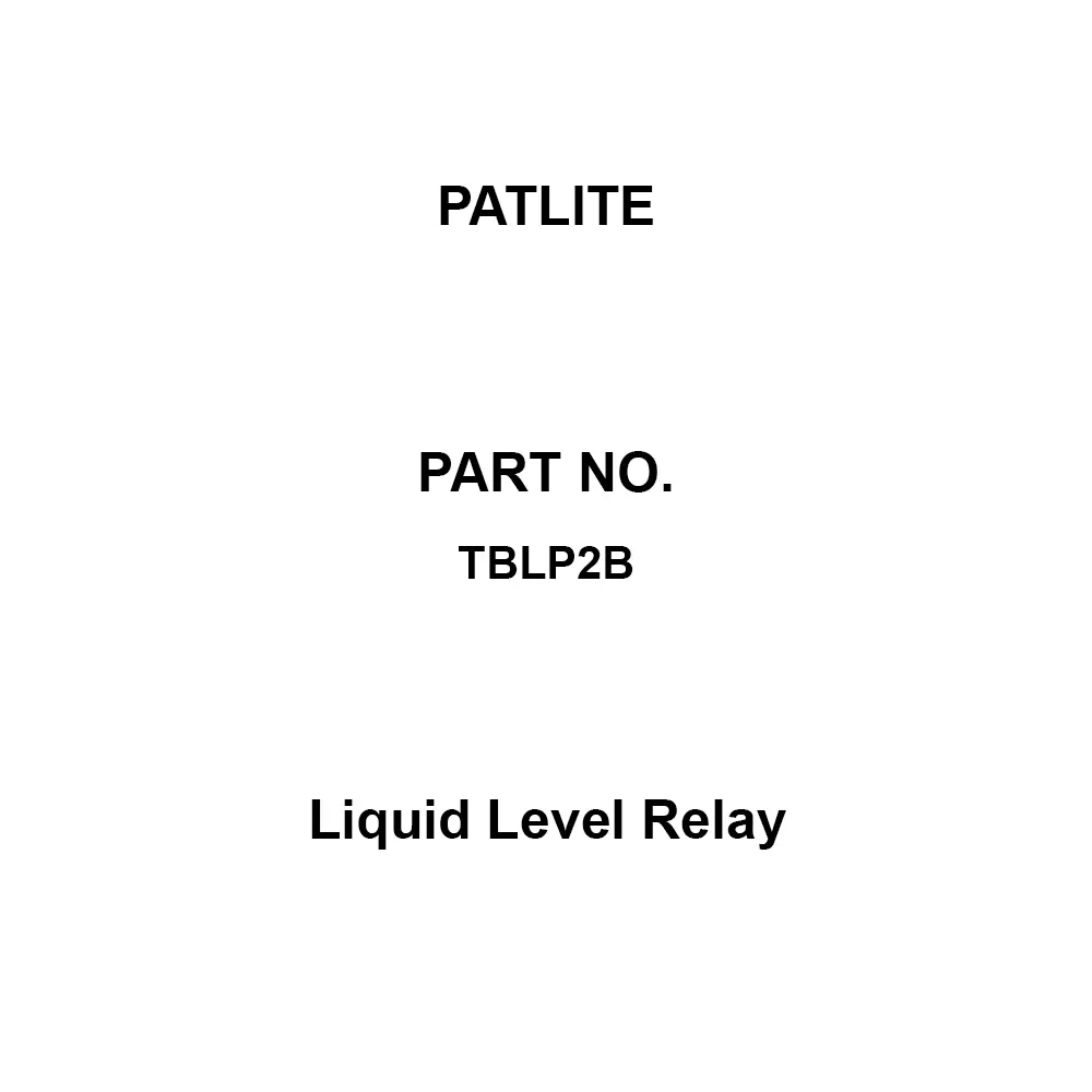 PATLITE Liquid Level Relay AC125/DC24 V Rated Voltage AC1.5/DC3 A Rated Current 1 C Contact Configuration, TBLP2B
