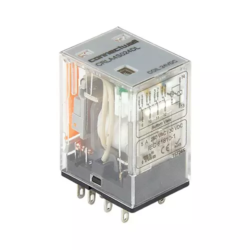 Connectwell Industrial Electromechanical Relay 2CO DPDT 220 VDC 250 VAC 7 A with LED, CRLA2PS220DL