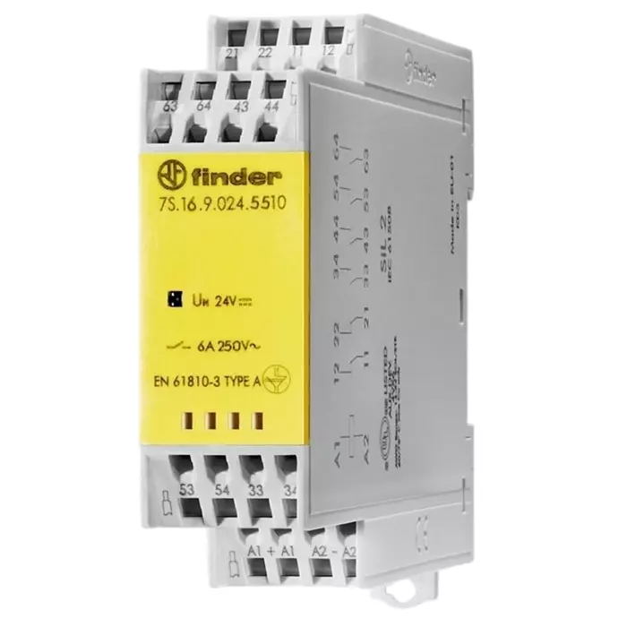 Finder Force Guided Relay 24 V DC Coil Voltage 6 Pole 5NO/1NC, 7S.16.9.024.5510
