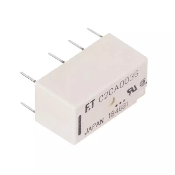 FCL Components Low Profile Relay 2 Form C (DPDT-NO, NC) 3 V DC 2 Amp Solder Pin Termination Non-Latching, FTR-C2CA003G