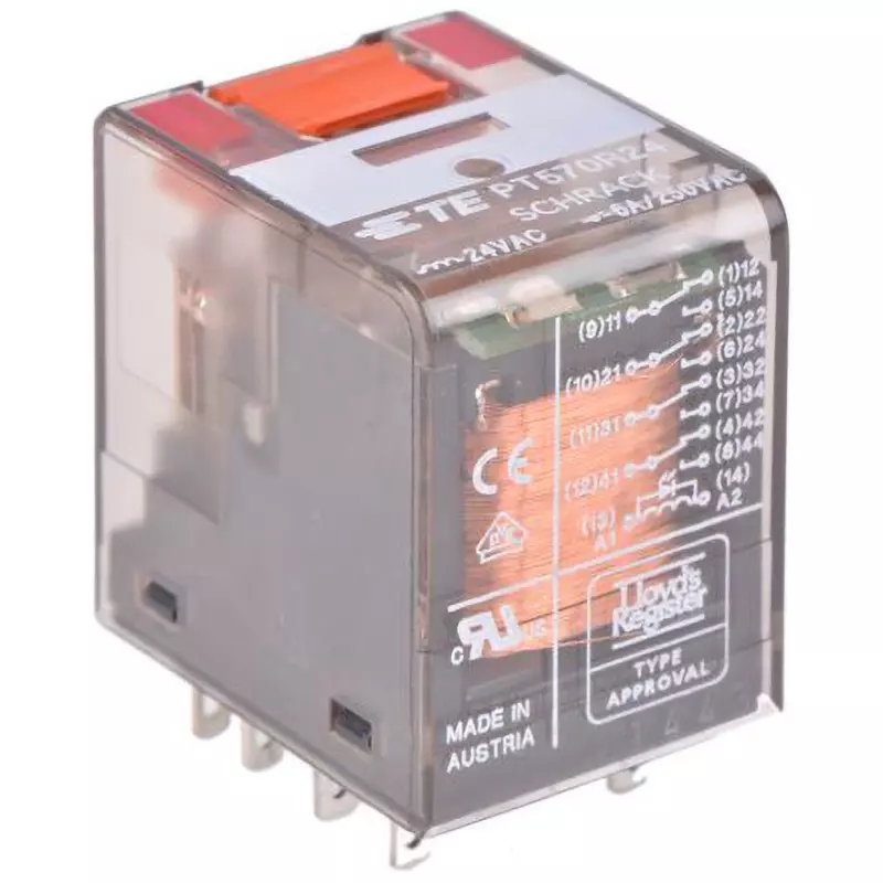 TE CONNECTIVITY Relay 4 Pole Terminals: 6 Amp Rated Current, PT570R24 7-1415001-1