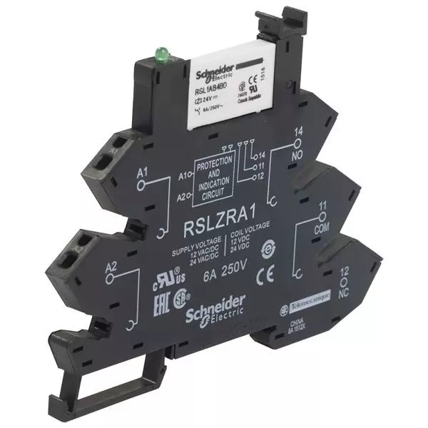 Schneider Electric Harmony Relay DIN Rail Mount 1 Form C (SPDT-NO, NC) 6 Amp 277 V AC, RSL1PRBU