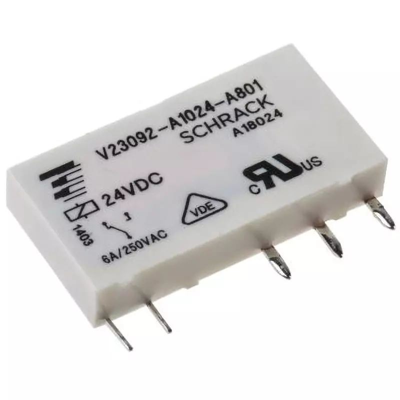TE CONNECTIVITY Relay 1 Pole Terminals: 6 Amp Rated Current, V23092-A1024-A801 (Pack of 20)