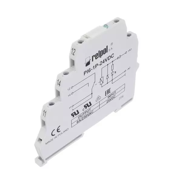 ALTECH Interface Relay DIN Rail Mount SPDT 6 Amp 24 V DC, PI6-1P-24VDC