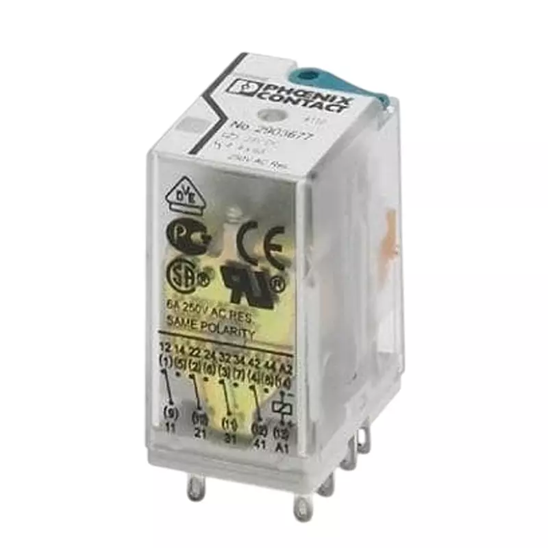Phoenix Contact Single Relay Socket Mount 4 Form C (4PDT-NO, NC) 6 Amp 250 V AC, 250 V DC, 2903670