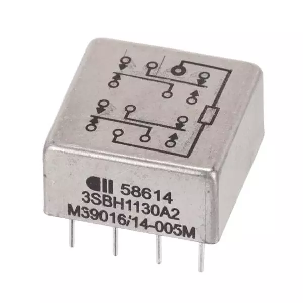 TE CONNECTIVITY Low Signal Relay 2 Form C (DPDT-NO, NC) Solder Pin Termination Non-Latching, M39016/14-005M
