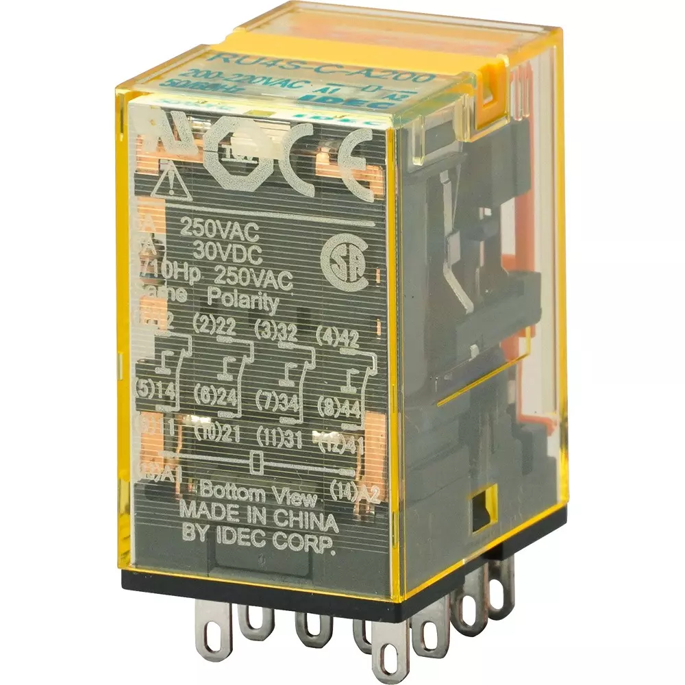 IDEC Ru Series Universal Relay 4C Solder Terminal AC200/220 V 4 Pole, Ru4S-C-A200