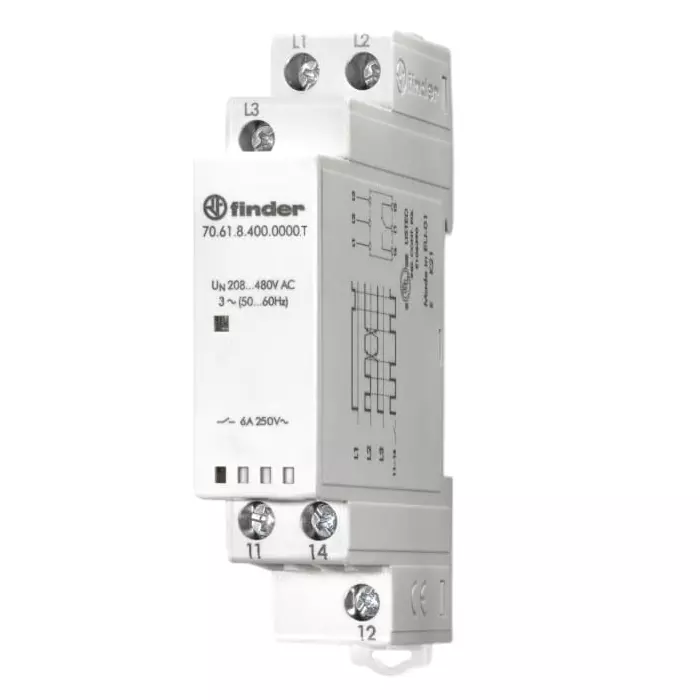 Finder Voltage Monitoring Relay 3 Phase SPDT, 706184000000T (Pack of 5 Pcs)