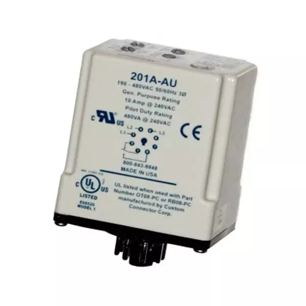 Littelfuse Voltage Monitoring Relay DIN Rail Mount 1 Form C (SPDT-NO, NC) 10 Amp 190 V AC to 480 V AC, 201A-AU