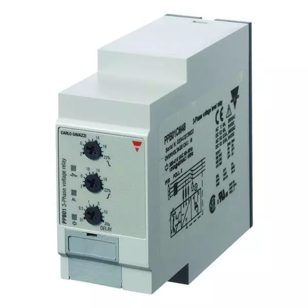 Carlo Gavazzi 3-Phase Monitoring Relay DIN Rail Mount SPDT 8 Amp 415 V AC, PPB01CM48