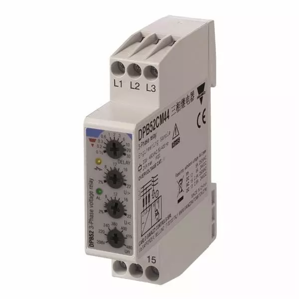 Carlo Gavazzi 3-Phase Monitoring Relay DIN Rail Mount SPDT 5 Amp 480 V AC, DPB52CM44
