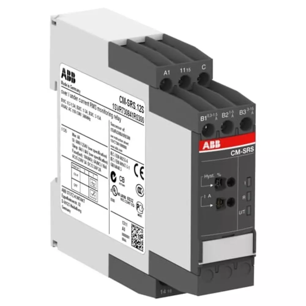 ABB Current Monitoring Relay, 1 Phase, SPDT, 1SVR730841R1200 CM-SRS.11S