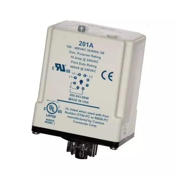 Littelfuse Voltage Monitoring Relay DIN Rail Mount 1 Form C (SPDT-NO, NC) 10 Amp 190 V AC to 480 V AC, 201A-9