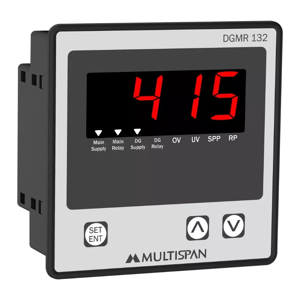 MULTISPAN DG Monitoring Relay 4 Digit 1 Line 7 Segment Red LED Display 415 V AC Main Supply Voltage, DGMR-132