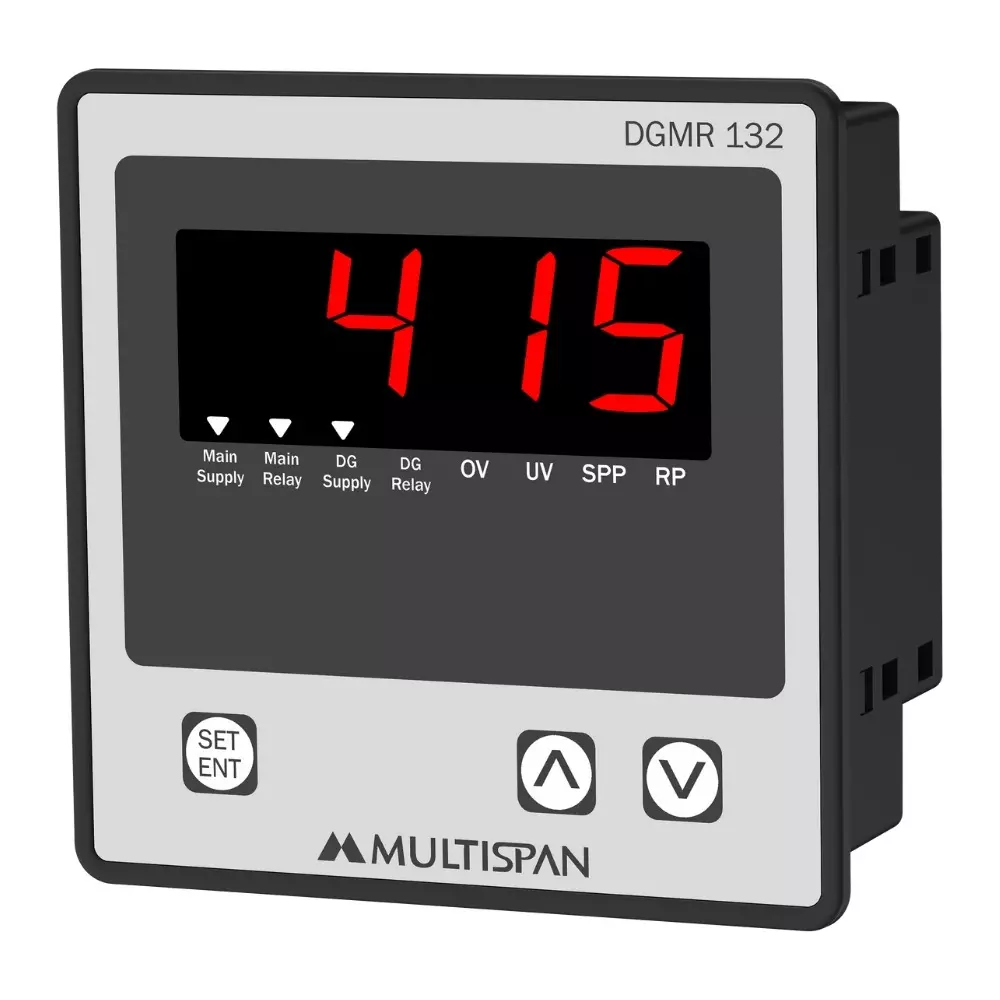 MULTISPAN DG Monitoring Relay 4 Digit 1 Line 7 Segment Red LED Display 415 V AC Main Supply Voltage, DGMR-132