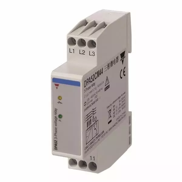 Carlo Gavazzi 3-Phase Monitoring Relay DIN Rail Mount SPDT 5 Amp 208 V AC to 480 V AC, DPA52CM44