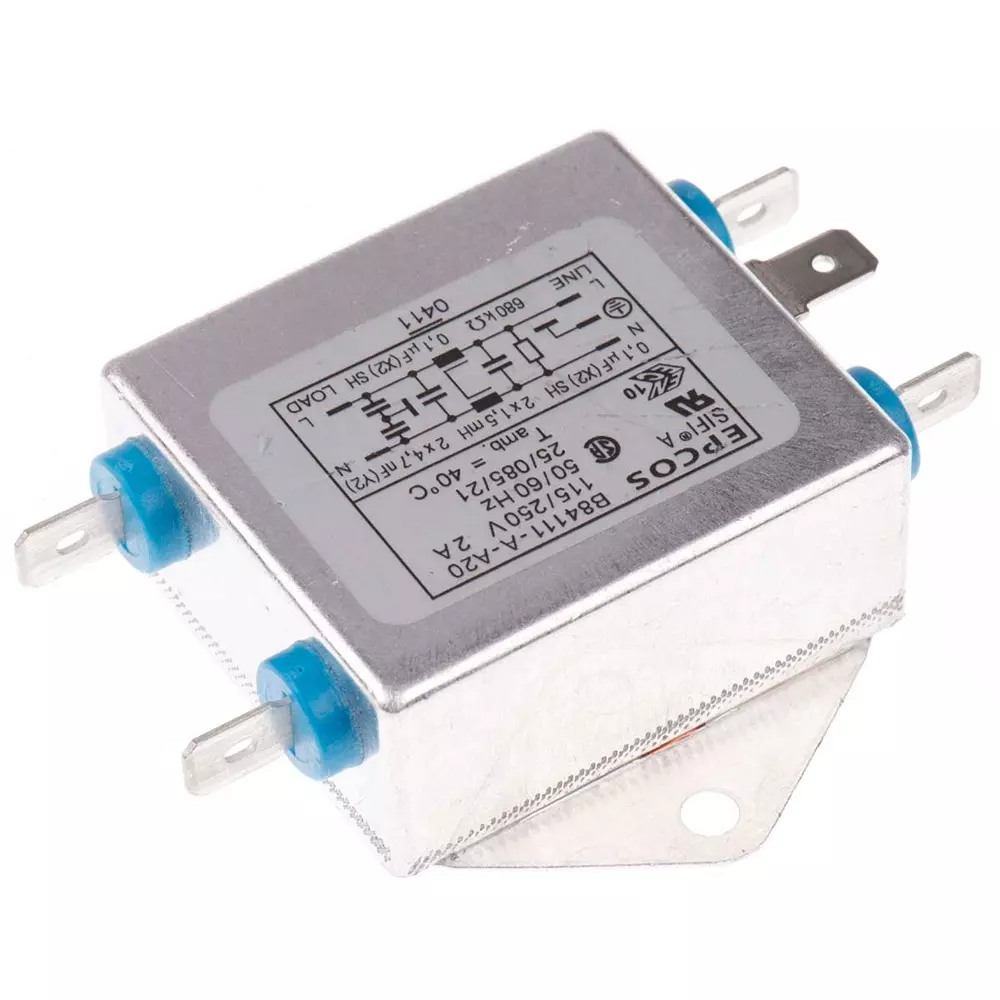 Epcos B84111A Series Flange Mount RFI Filter 1 Phase 2 Amp Current Rating 250 V AC 76.5 mm Length, B84111A0000A020