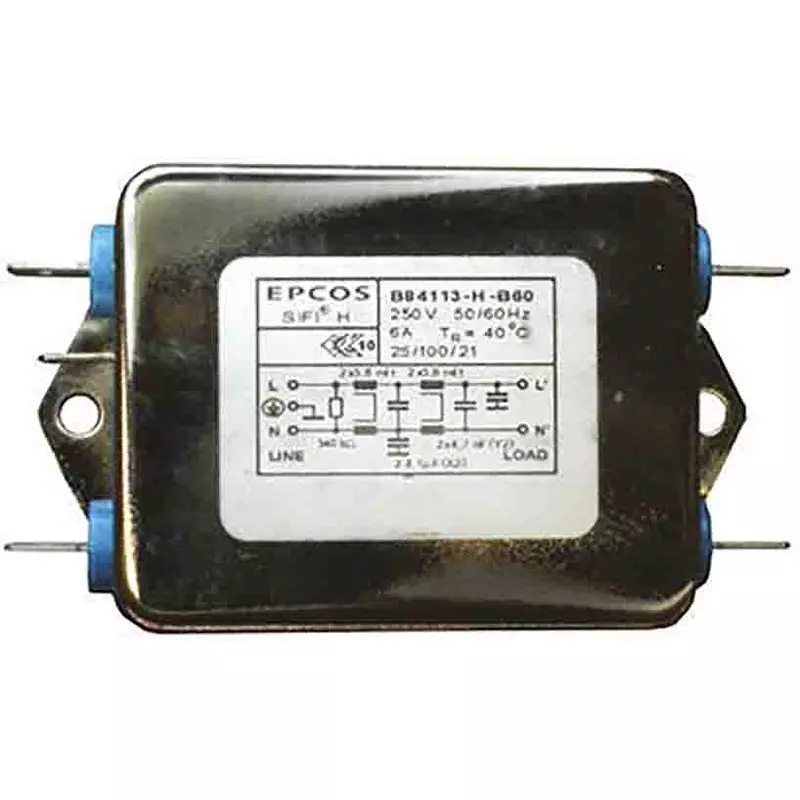 Epcos B84113H Series Chassis Mount EMC Filter 10 Amp Current Rating 1 Phase 250 V AC/DC 52 mm Length, B84113H0000B110