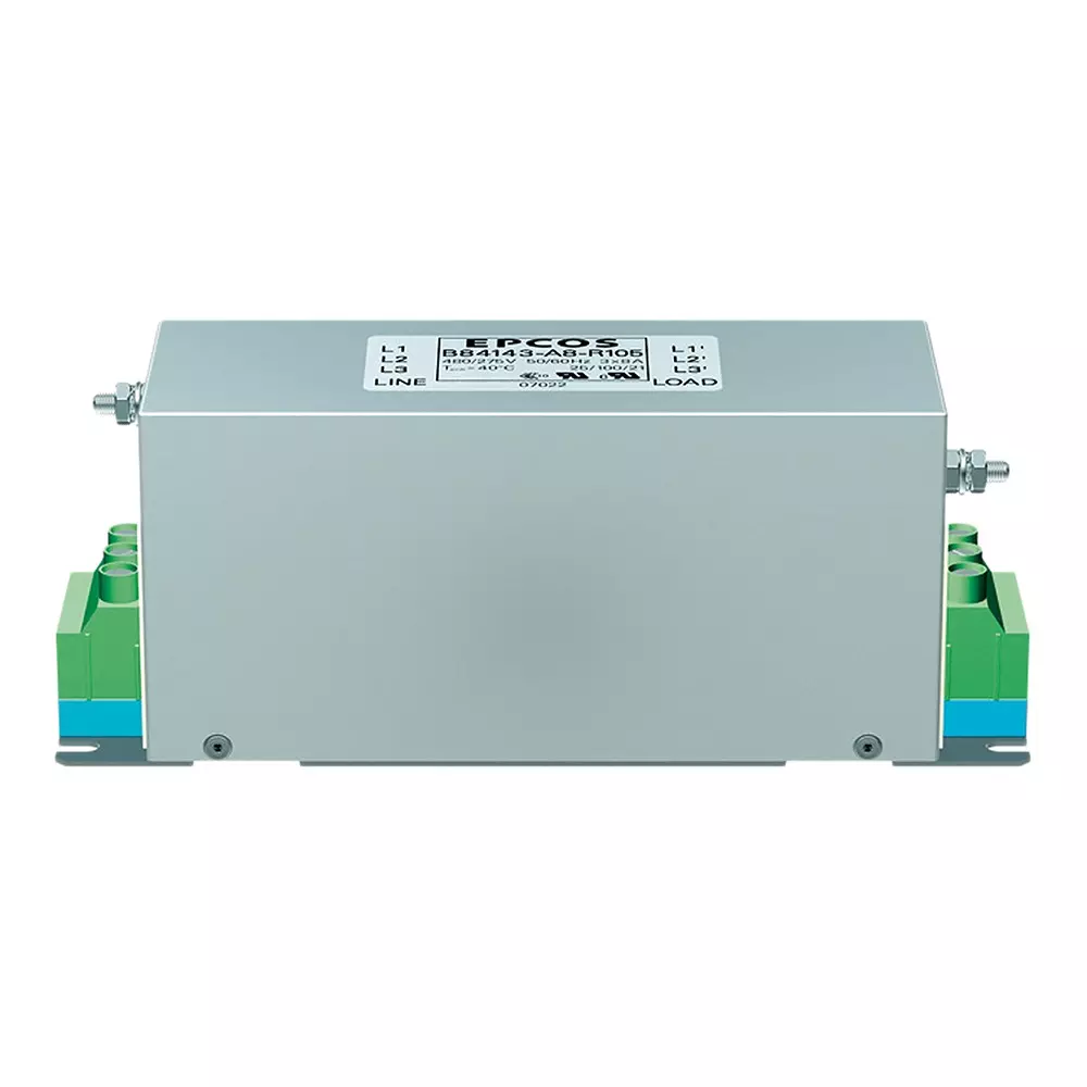 Epcos B84143A*R105 Series Flange Mount EMC Filter 3 Phase 25 Amp Current Rating 520 V AC 46.4 mm Length, B84143A0025R105