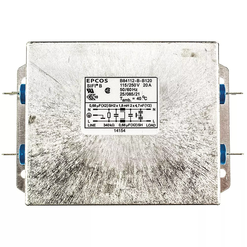 Epcos B84112B Series Chassis Mount EMC Filter 20 Amp Current Rating 1 Phase 250 V AC/DC 125 mm Length, B84112B0000B120