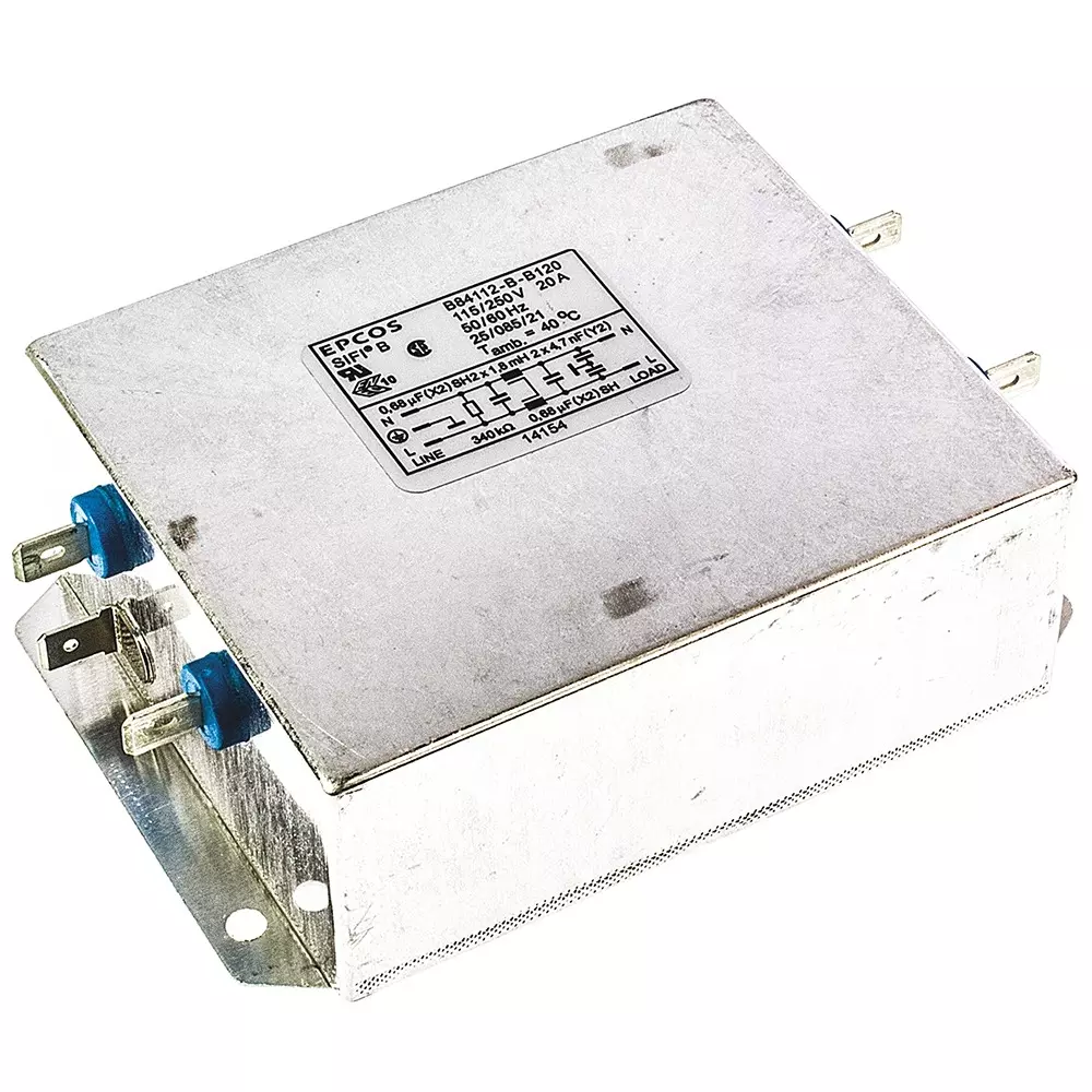 Epcos B84112B Series Chassis Mount EMC Filter 20 Amp Current Rating 1 Phase 250 V AC 125 mm Length, B84112B0000B120 (Pack of 8)
